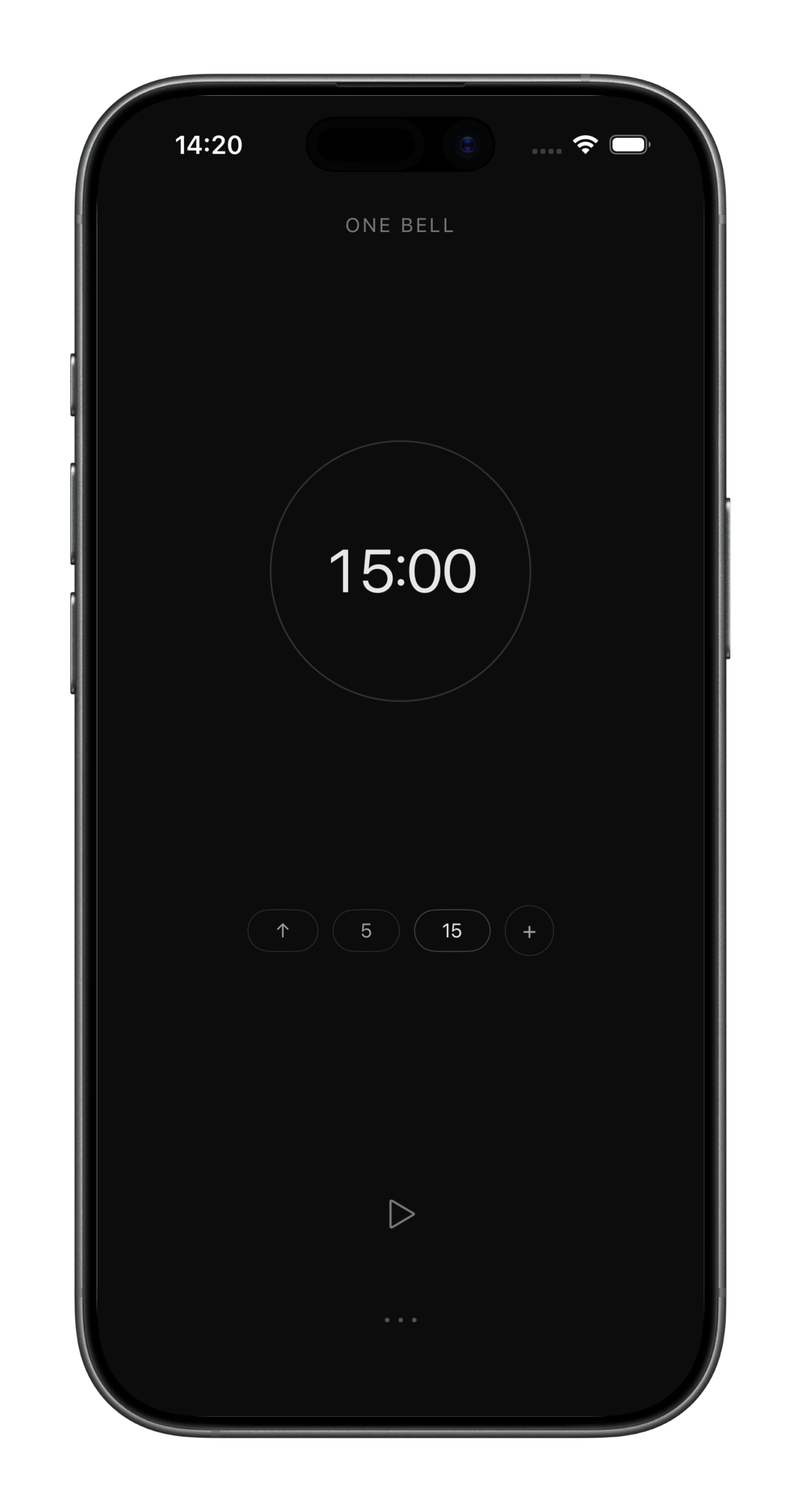 One Bell — timer set to 15 minutes, ready to start